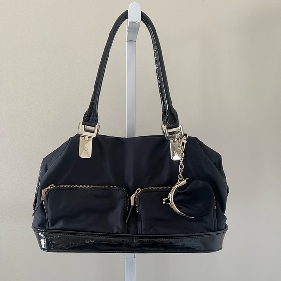 Ann Taylor Handbags - Ann Taylor Black Shoulder Bag with Gold Accents